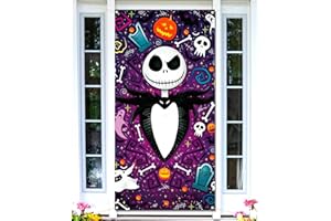 RAINLEMON The Nightmare Before Christmas Door Cover Halloween Jack Skellington Birthday Theme Party Decoration Indoor Outdoor Backdrop for Home Decor Supply