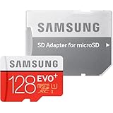 Samsung EVO Plus - Tarjeta de memoria microSD de 128 GB con adaptor SD (velocidad hasta 80 MB, Class 10, resistente al agua)