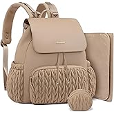 LOVEVOOK Diaper Bag Backpack, Small Baby Bag, Cute Baby Diaper Bag, Stylish Water-Resistant Travel Baby Bag for Mom, Baby Backpack with Changing Pad, Stroller Straps -Khaki