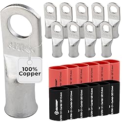 SELTERM 10pcs - 1 Awg - 3/8" Stud - Battery Lugs
