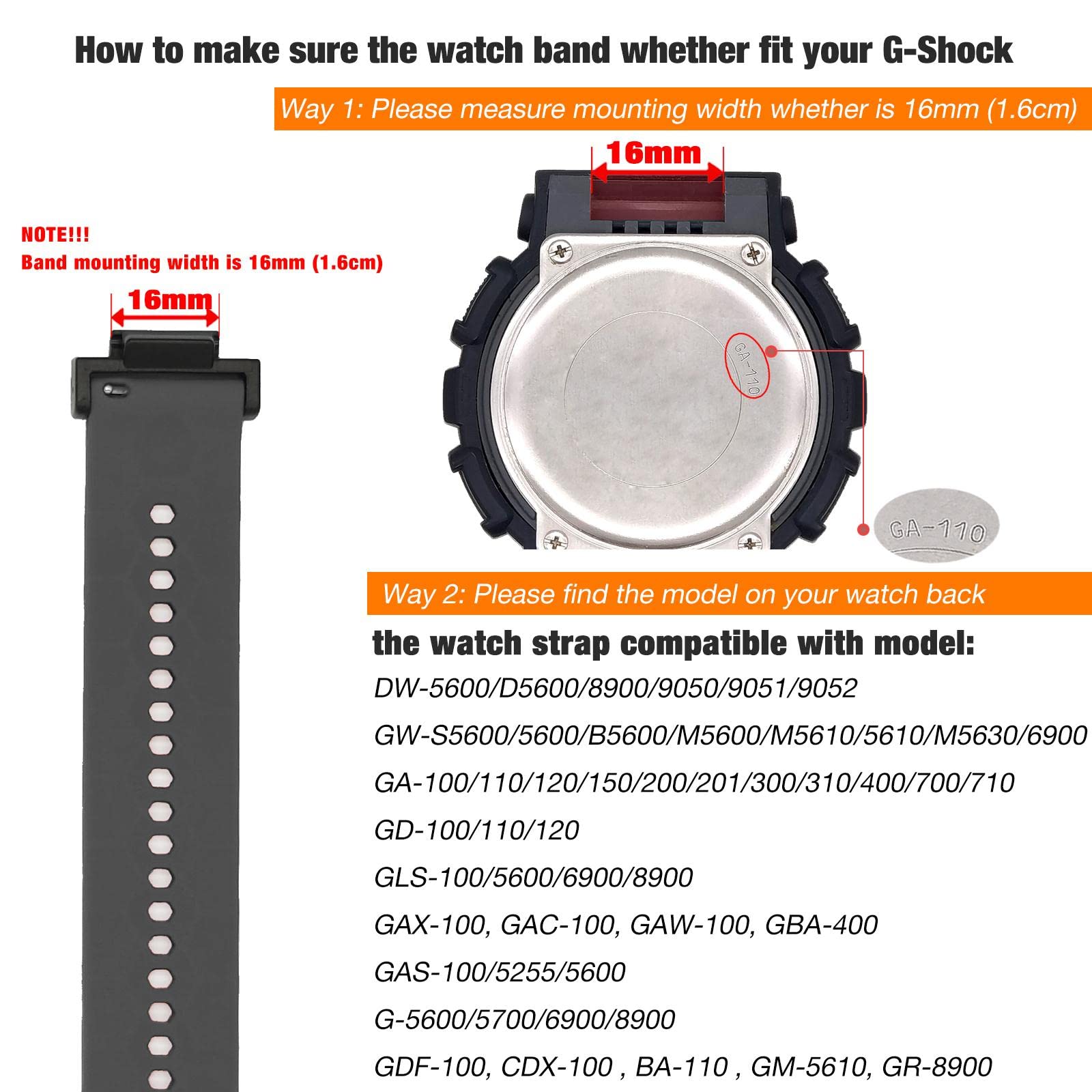 Abanen Silicone Watch Bands Compatible with Casio gshock DW-5600/8900, Sport Bicolor Silicone Strap with Lightweight Plastic Connector Waterproof Wristband for GA-100/GW-B5600/GB-5600 /GW-6900