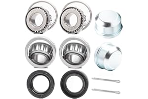 FUSHIBEARING 2 Set Fits for 3/4'' Axles Trailer Wheel Hub LM11949 Bearings Kit, LM11949/LM11910,0.7500" ID, 1.7810" OD, 84389TC Seal OD 45.72 mm, Dust Cover and Cotter Pin.