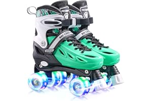 METROLLER Roller Skates for Girls Ages 5-8 8-12 and Boys Teens, Adjustable 4 Sizes for Kids Toddler Rollerskates with Light up Wheels, for Youth Women and Men