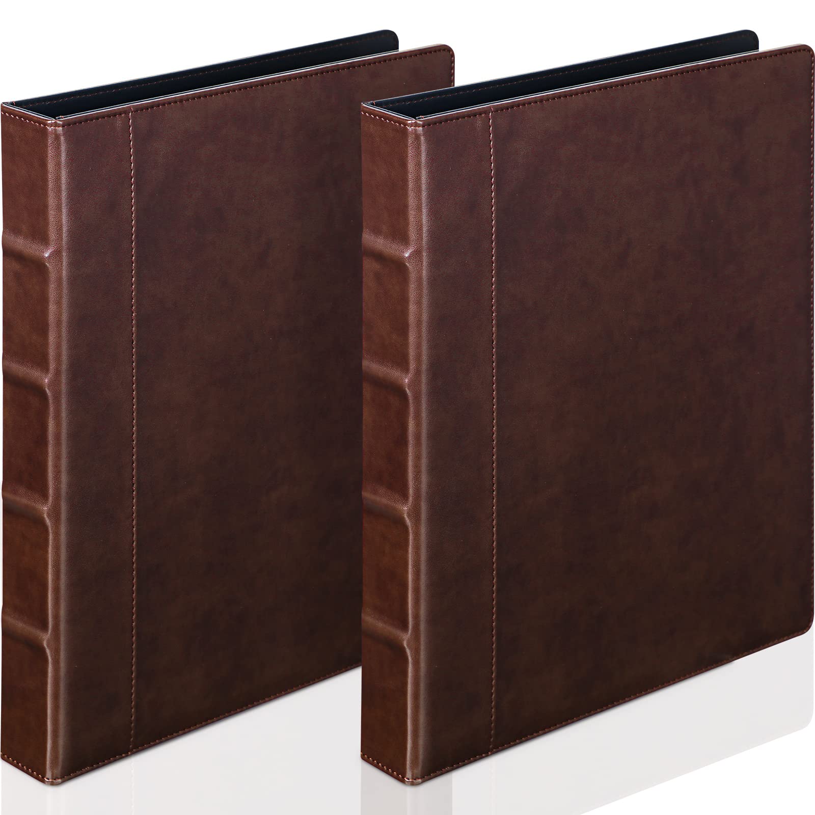Photo 1 of Marspark 2 Pcs Vintage Hardback 3 Ring Binder Professional Leather Binder Organizer Round Rings Holds 200 Sheets with 2 Inner Pockets(1 Inch,Brown)