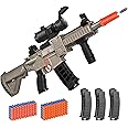 Realistic Toy for Nerf Guns Dart - Electric Sniper Rifle with Scope 120 Soft Bullets 3 Magazine, Automatic Foam Blaster for Boy Age 8-12 Years Old,Indoor Outdoor Gifts for Adult Kid (Desert)