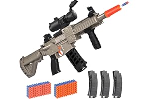 PIXATA Realistic Toy for Nerf Guns Dart - Electric Sniper Rifle with Scope 120 Soft Bullets 3 Magazine, Automatic Foam Blaster for Boy Age 8-12 Years Old, Indoor Outdoor Present for Adult Kid Holiday