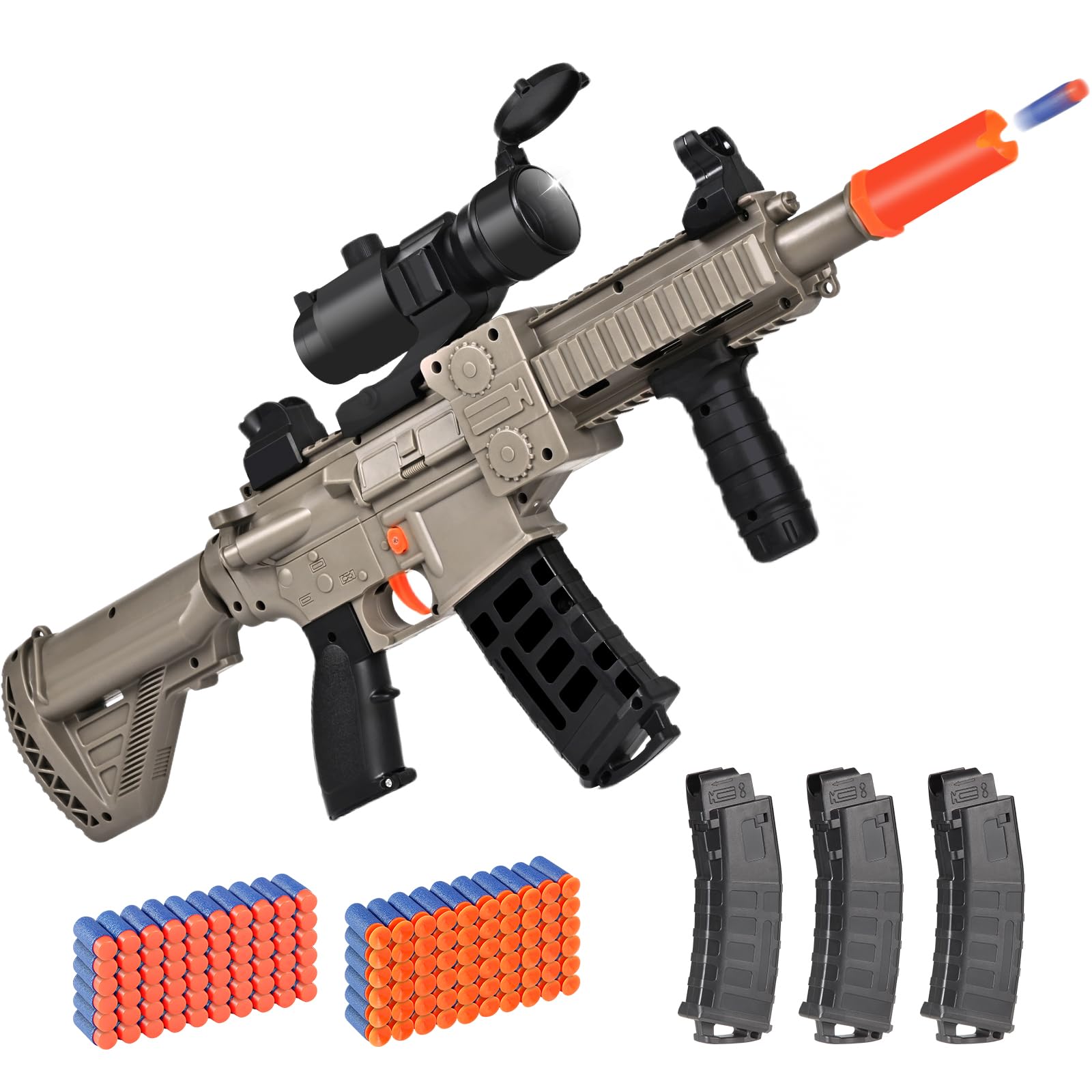 Photo 1 of Realistic Toy for Nerf Guns Dart - Electric Sniper Rifle with Scope 120 Soft Bullets 3 Magazine, Automatic Foam Blaster for Boy Age 8-12 Years Old,Indoor Outdoor Gifts for Adult Kid Holiday Birthday