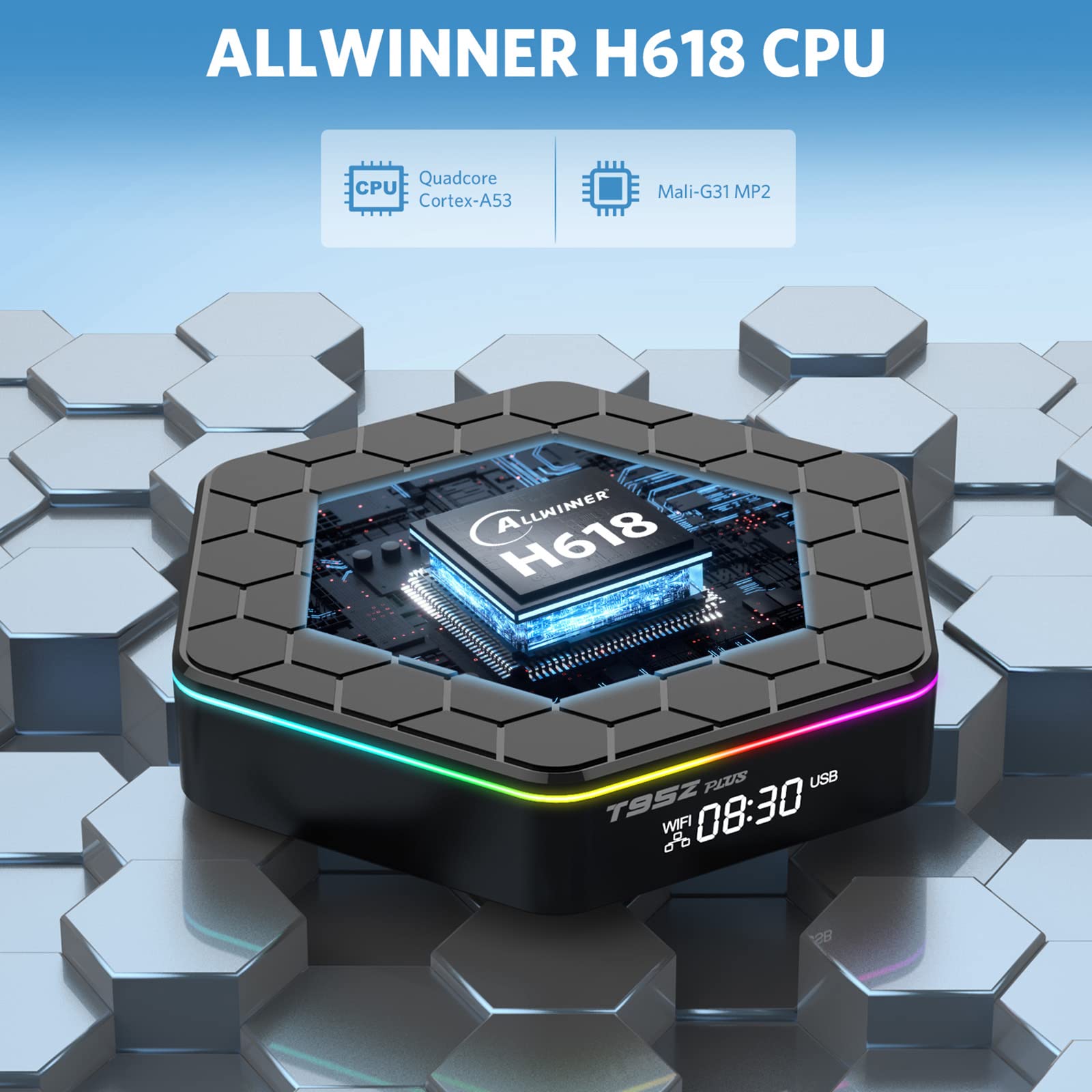 Android TV Box 12.0, 4GB RAM 32GB ROM Allwinner H618 Smart TV Box Android Support HD 6K/H.265 100M Ethernet 2.4/5G Dual WiFi BT 5.0