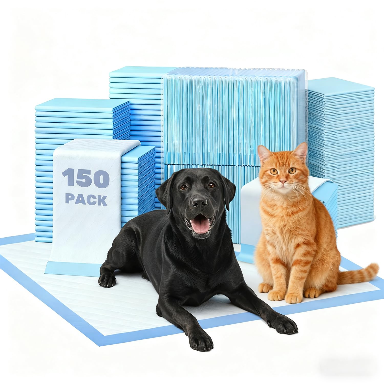 Photo 1 of 150 Pack Small Puppy Pad - 17.6"x23.6", Super Absorbent Waterproof, Odor Eliminating, Leak-Proof, 5-Layer Potty Training Pads, Dog/ Cats Pee Pad for Indoor Floor Protection