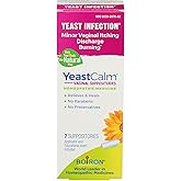Boiron YeastCalm Homeopathic Suppositories for Yeast Infections, Burning, Discharge, and Minor Vaginal Itching - 7 Count