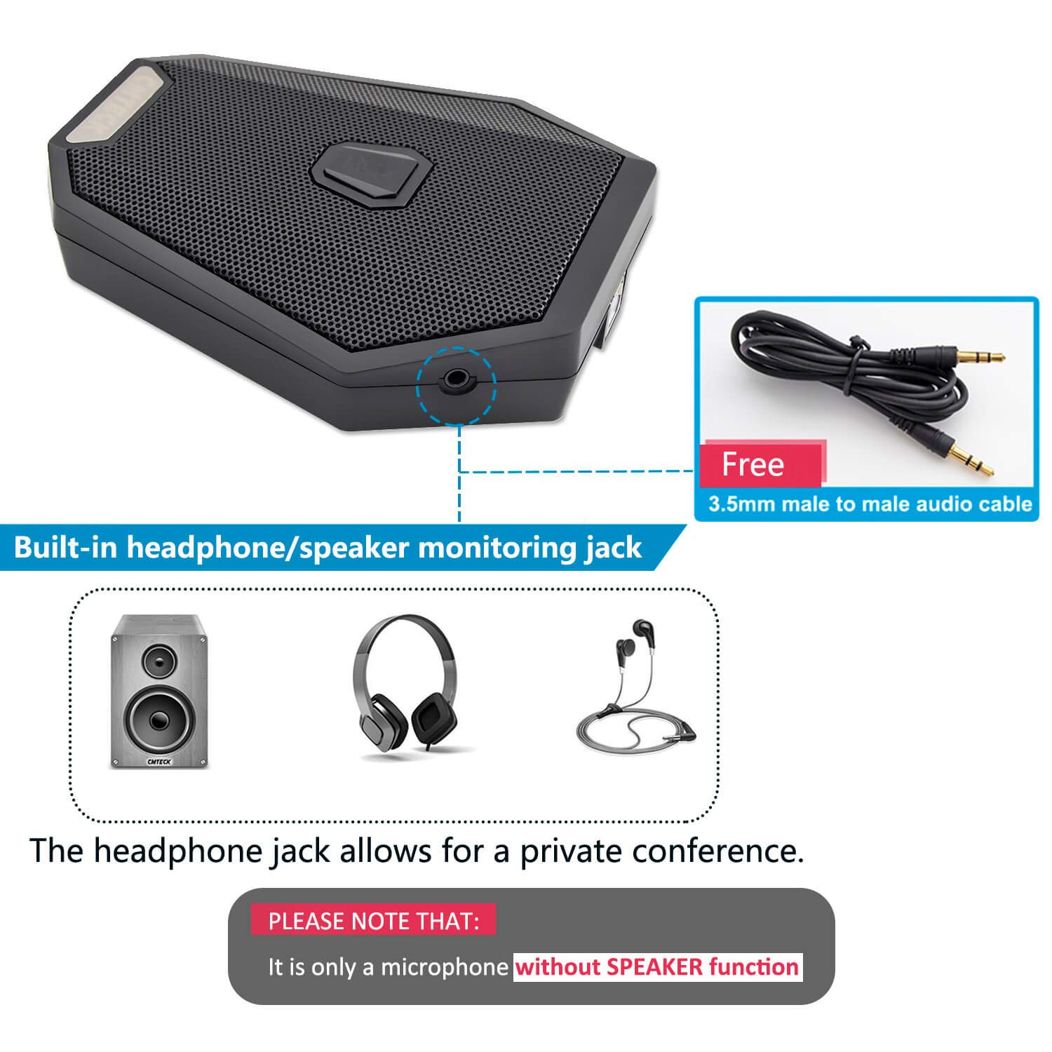 CMTECK USB Desktop Microphone CM005R,Mute Function,Omnidirectional