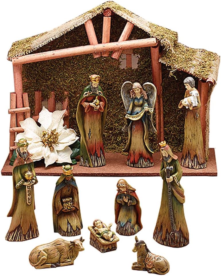 11pc Porcelain Woodland Christmas Nativity Set Kitchen