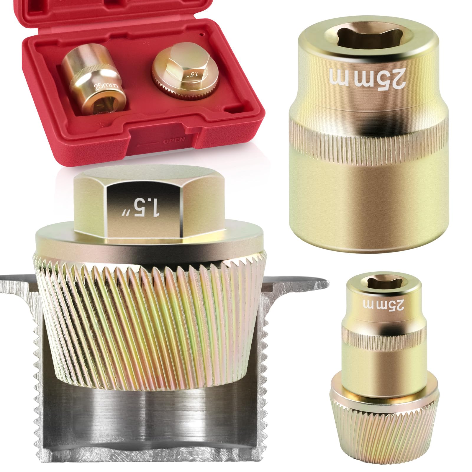 Photo 1 of 1.5" Tub Drain Removal Tool with 1-inch Socket, Pipe Nipple Extractor for Remove The Old, Broken, Stubborn, Rusted Drain Tub Bathtub Stopper Strong Grab Plumbing Tool with Solid Storage Case