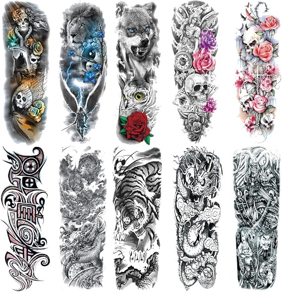 MGKMG 10 Sheets Tattoo Stickers, Large Full