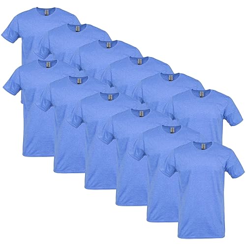 Gildan Softstyle Cotton T-Shirt, Style G64000, Multipack, Heather Royal (12-Pack), Small
