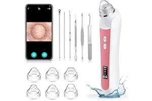 OTTLEBA Blackhead Remover Vacuum, Black Head Extractions Tool with Camera for USB Interface Type Pore Vacuum, Men and Women Pore Cleaner, 6 Suction Heads & 3 Adjustment Modes (Pink)