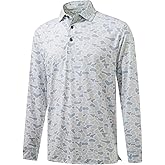 M MAELREG Golf Shirts for Men Dry Fit Performance Moisture Wicking Casual Print Collared Long Sleeve Polo Shirts for Men