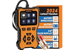 LOERUMG Car Battery Tester 12V 24V - Digital Automotive Batteries & Alternator Diagnostic Tool, 100-2000 CCA Load Capacity, Charging & Cranking Analysis for Motorcycle, Truck, Boat, RV, Marine & More