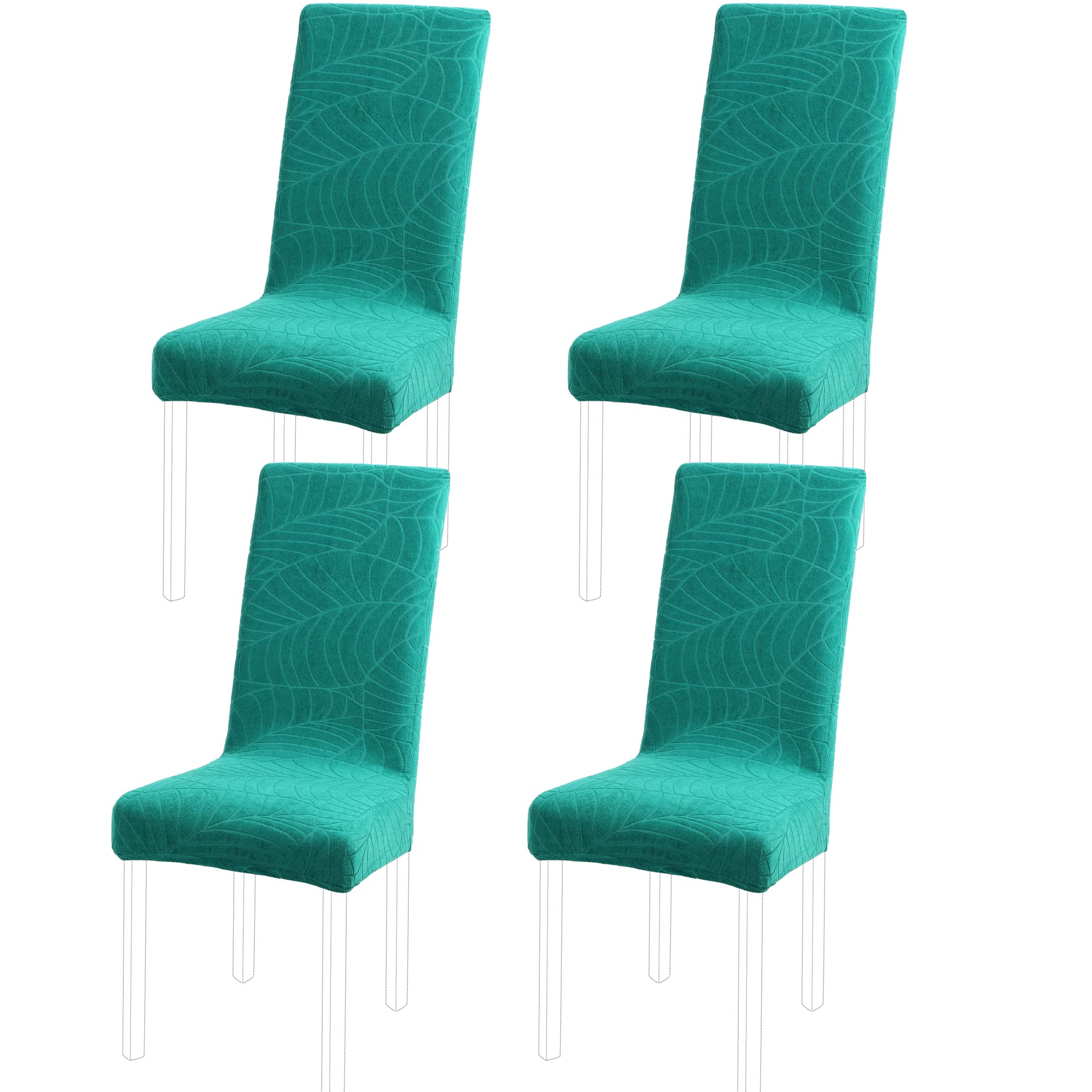 PiccoCasa Stretch Spandex Dining Chair Covers for Dining Chair 4 Pack, Removable Washable Chair Covers for Hotel Party Kitchen Wedding - Teal High Back Chair Seat Slipcovers
