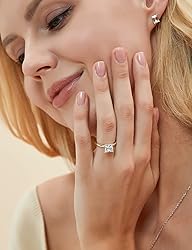 EAMTI 2CT 925 Sterling Silver Gold Engagement Rings