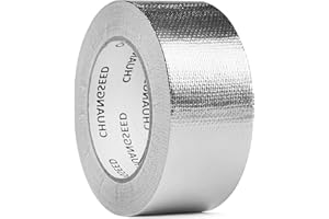 CHUANGSEED Adhesive Aluminum Foil Fiberglass Heat Shield Tape 2in x 90ft, Reflective Material Cool Tape Self-Adhesive for HVAC, Pipe, Auto,High Temp Protection