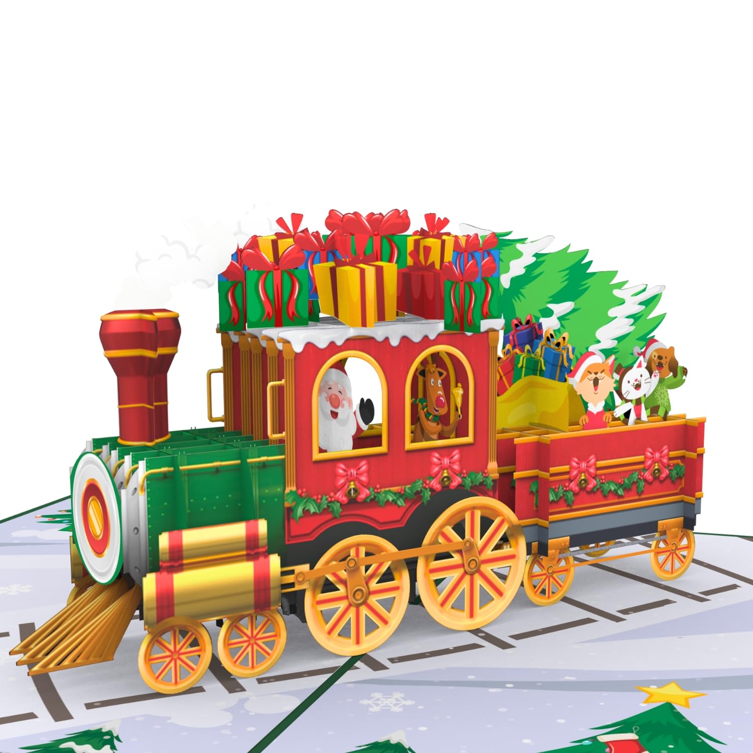 Hartensteler® Pop-Up Christmas Train Cards, Christmas Cards, 3D Christmas Pop-Up Cards, Christmas Cards for Family Members, Friends, Lovers, You, Wife, Him, Husband, Mom, Mother