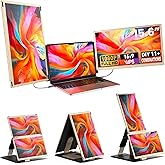 Laptop Extender 15.6-inch, 1080P FHD Portable Monitor with 120% sRGB, 235Rotation Detachable Screen, Plug & Play, Triple Screen Laptop Monitor Extender Compatible with Windows, Mac, Chrome