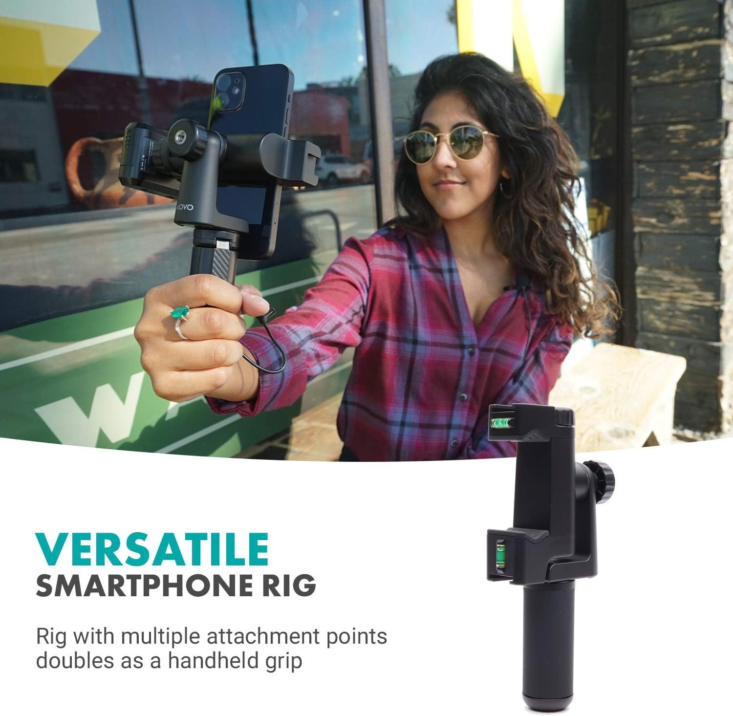 Movo PR-3 Rotating Smartphone Grip Handle Rig with Vertical and Horizonal Positions, Wrist Strap, Tripod Mount - Image 3