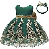 CMMCHAAH 0-6 Years Baby Girls Pageant Lace Embroidery Dresses Toddler Formal Dress with Headwear