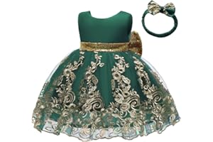 CMMCHAAH 0-6 Years Baby Girls Pageant Lace Embroidery Dresses Toddler Formal Dress with Headwear