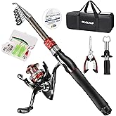 OLOLYAP Fishing Pole Combo Set 6.9ft Telescopic Fishing Rod and Reel Combo with Fishing Pliers and Lip Gripper Collapsible Fishing Rod and Reel Kits for Bass Sea Saltwater Freshwater