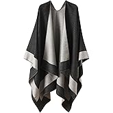 YnimioAOX Women's Shawl Wrap Poncho Sweater Open Front Cape for Fall Winter