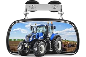 Ckepvo Magnetic Tractor Mirror - Heavy Duty Stainless Steel Rear/Side View Mirror for John Deere, Kubota, Forklift & Golf Cart, Adjustable U-Bracket Design, No Vibration & Wide Angle Visibility (1)