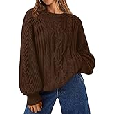 Trendy Queen Women's Oversized Cable Knit Crewneck Fall Pullover Sweaters