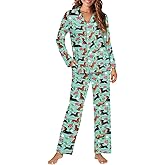 Allhaitong Women's Pajamas Set Long Sleeve Button Down Shirt & Pants, Soft Sleepwear Loungewear for Women, Comfy Pajama Set