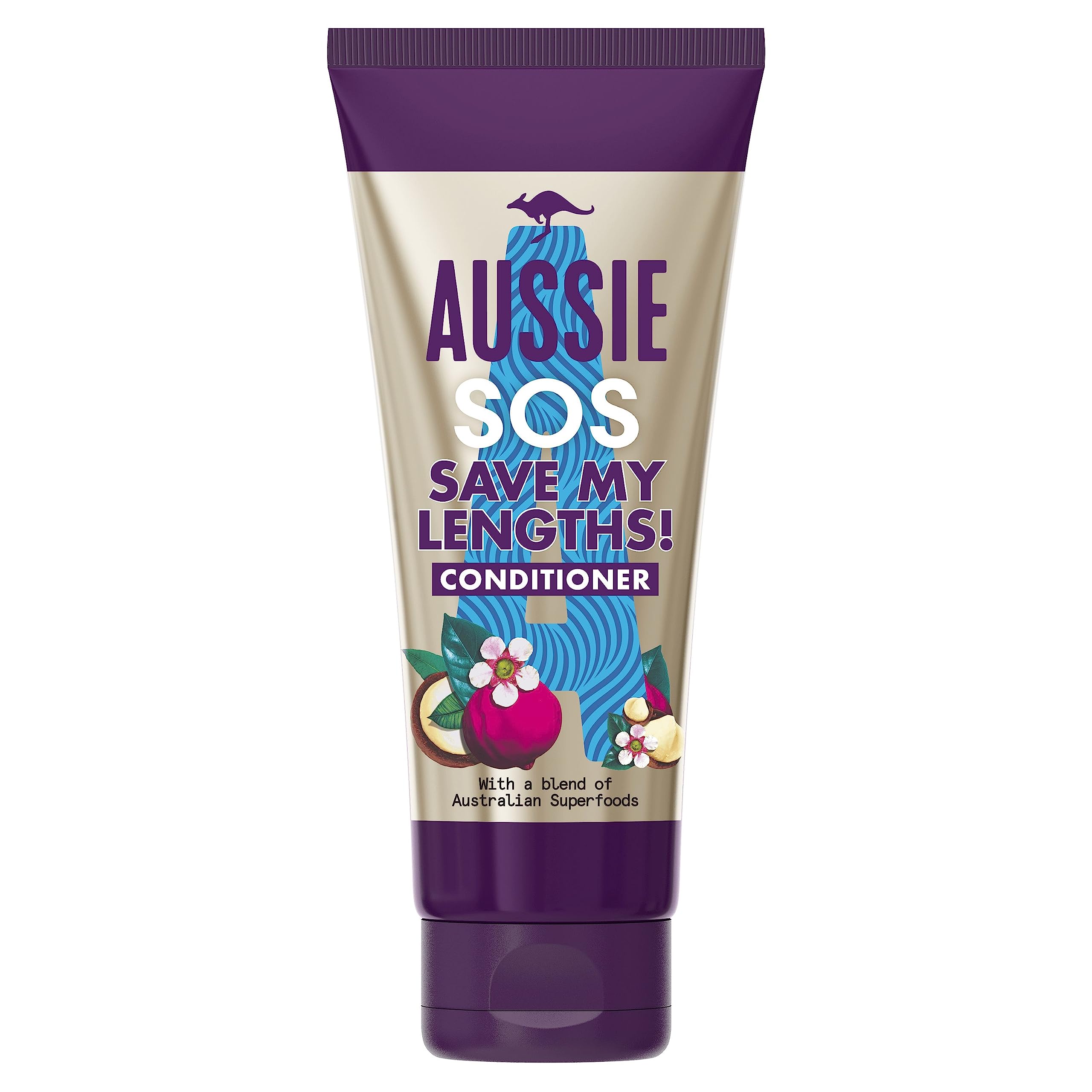Aussie Conditioner SOS Save My Lengths Instant Detangling Vegan Frizz Ease Hair Conditioner For Damaged Hair, Knotty, Frizzy Hair With A Blend Of Australian Superfoods, 200ml