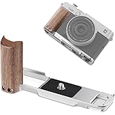 Leftfoto X-E5 Retro Handgrip L-Shape Bracket with Rose Wooden Grip for Fujifilm X-E5 Camera,with Built-in Bottom Arca Quick Release Plate,Silver