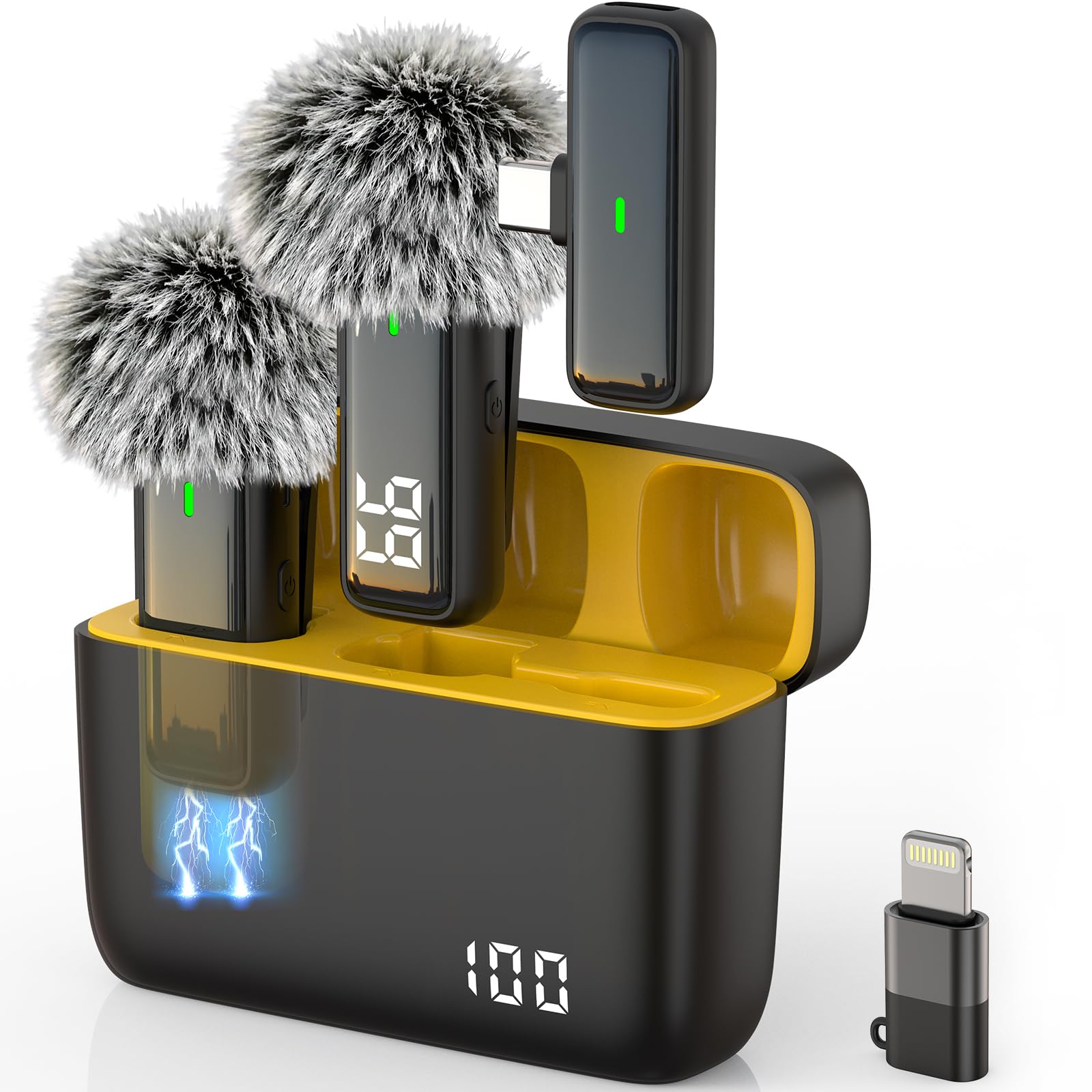 Photo 1 of NPTCL Wireless Microphone for iPhone Android Lav Mic USB C Lavalier Microphone Type C Lapel Mic for iPhone 15/16 iPad Video Recording Vlog TikTok - 24H Charging Case Noise Reduction