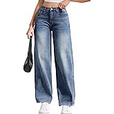 Estzc 2025 Womens Baggy Jeans Wide Leg Boyfriend Denim Pants Medium Rise Casual Jeans
