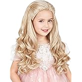 Half and Half Blonde Curly Witch Wig Long Platinum Blonde Wave Princess Queen Costume Wigs 23.6'' Light Golden Synthetic Hair Wigs for Halloween Party Daily