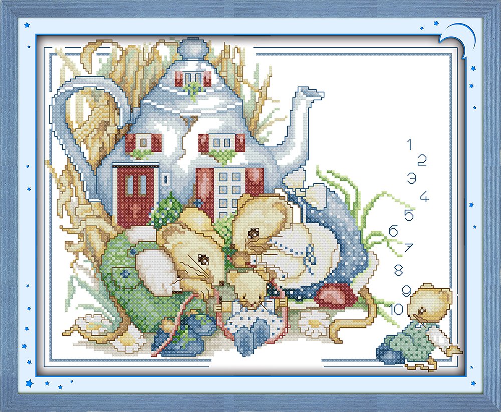Counted Cross Stitch Kits The Mouse Family 14Count 37cmx31cm DIY Needle Work for Home Decor