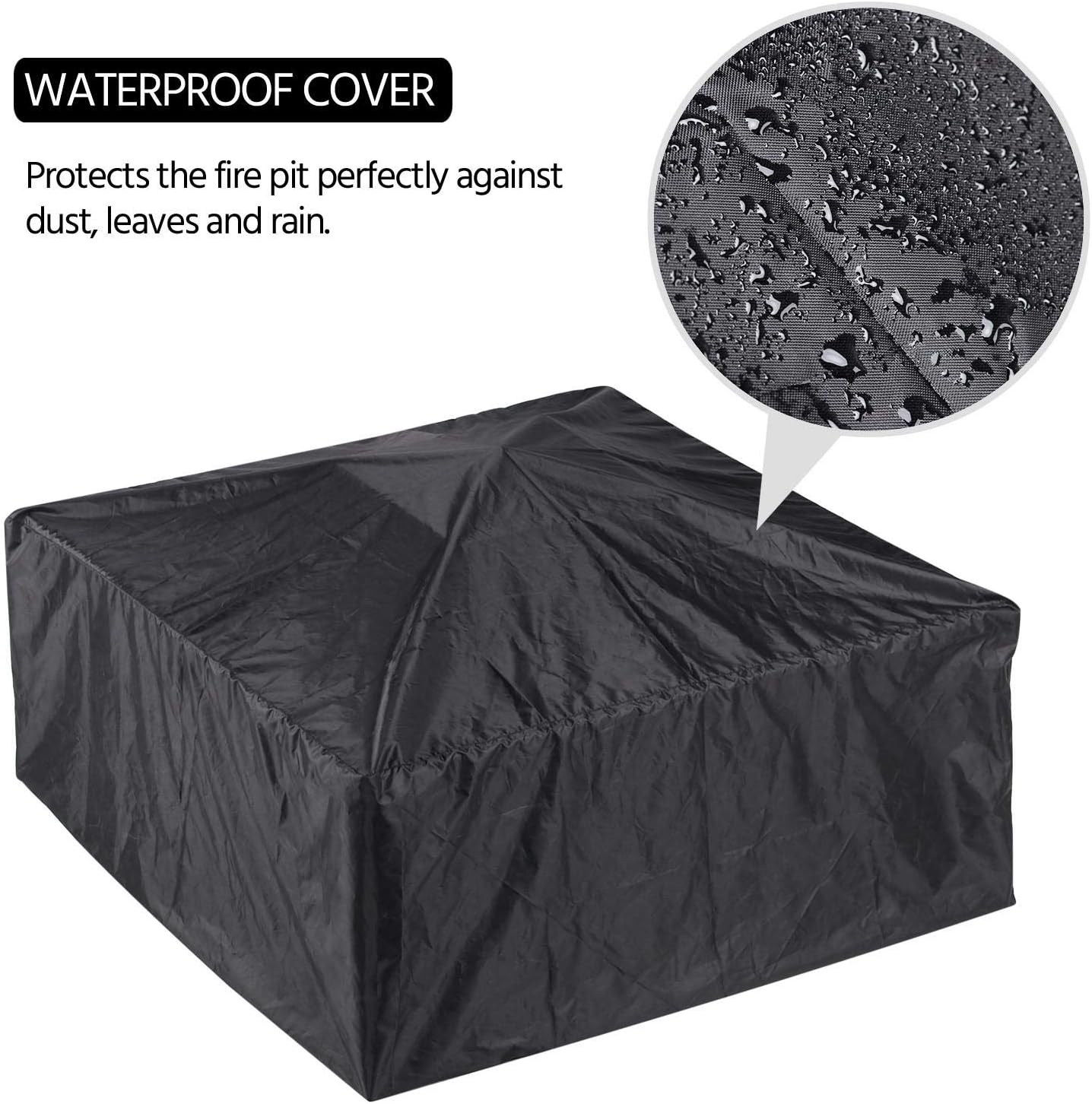 YAHEETECH 32in Outdoor Metal Firepit Square Table Backyard Patio Garden Stove Wood Burning Fire Pit with Spark Screen, Log Poker and Cover: Sports & Outdoors