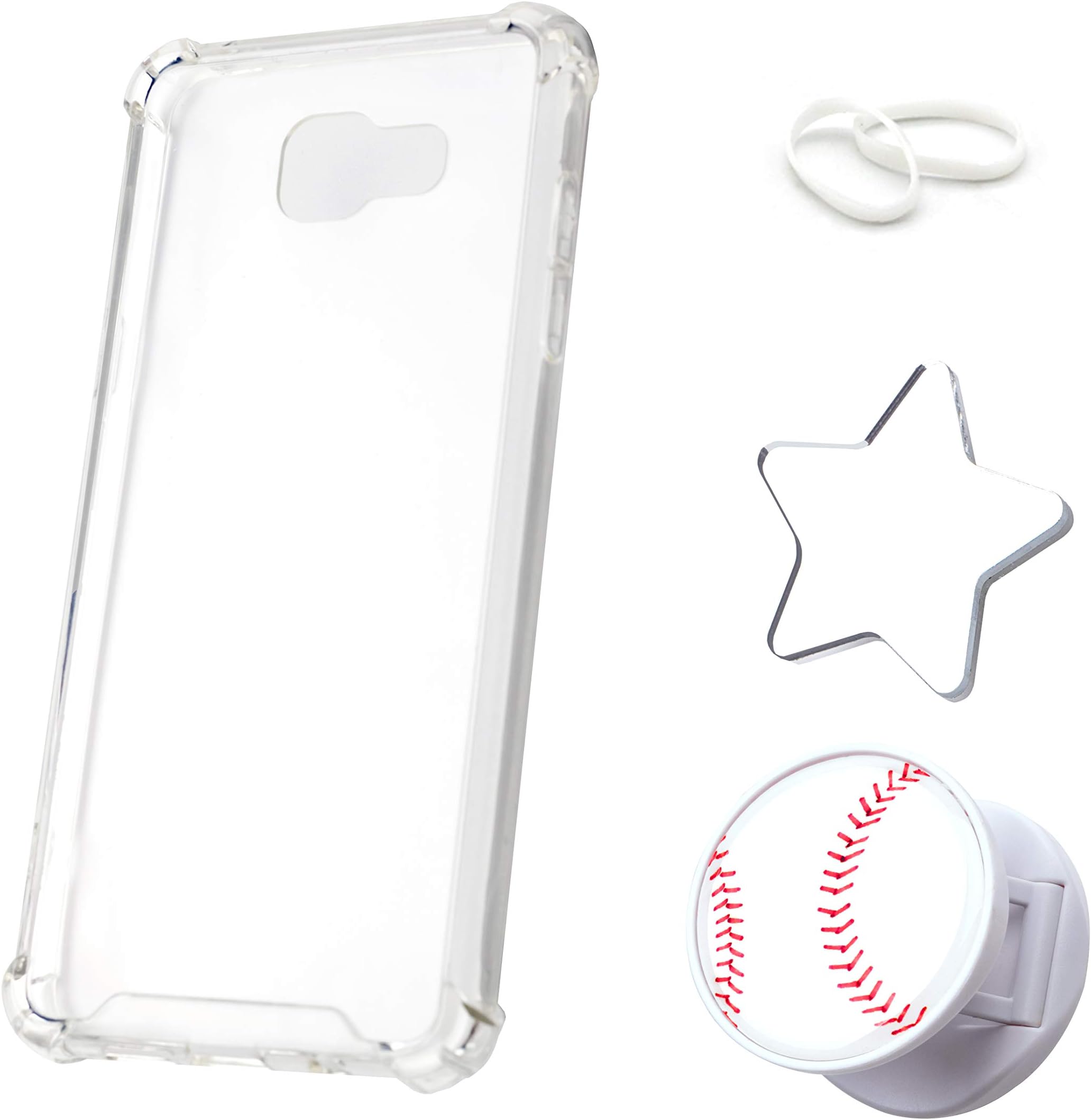 Galaxy A5 (2016) Case with Free 4 DIY Gifts (Poppin Socket Grip Holder) (Acrylic Mirror) (Magic Band) - AIRCUSHION Clear Corner Bumper Protective Cover for Samsung Galaxy A5 (2016)
