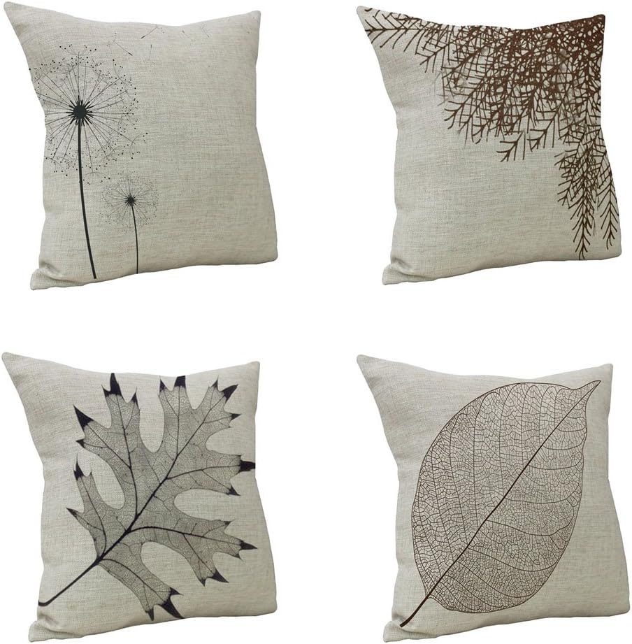 Nunubee Decorative Pillow Case Green Plant Pillow Case Cushion Spring Summer Autumn Sofa Car Home Bed Office Outdoor Cafe 45 X 45Cm 4 Piece Set