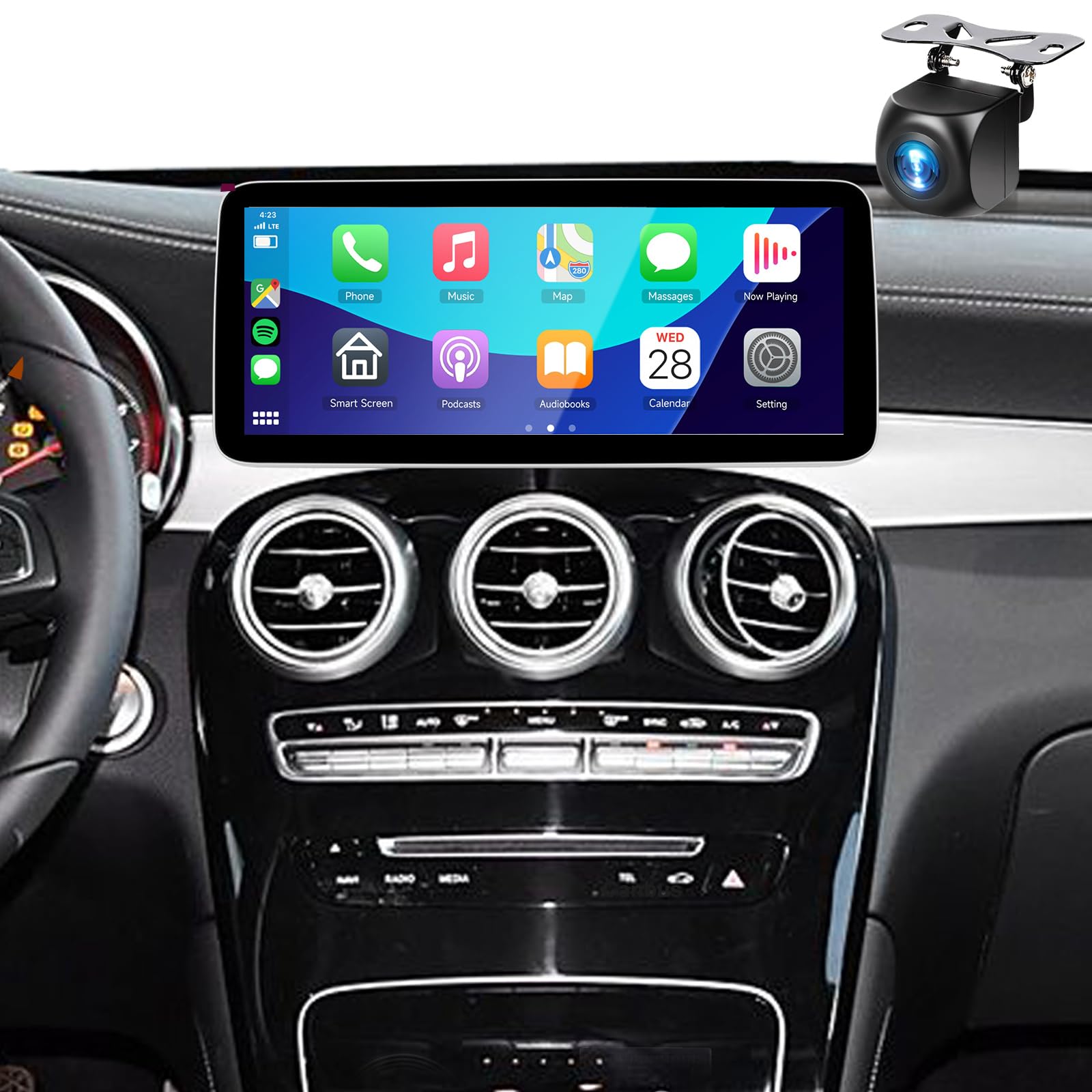 Photo 1 of 4+64G Car Stereo for Mercedes Benz C Class NTG 5.0 System W205 GLC 2015-2019 Wireless Carplay Android Auto,12.3 inch IPS,Android13/GPS/WiFi/32EQ DSP/59UI/Bluetooth5.0/DAB/FM/SWC/Backup Camera