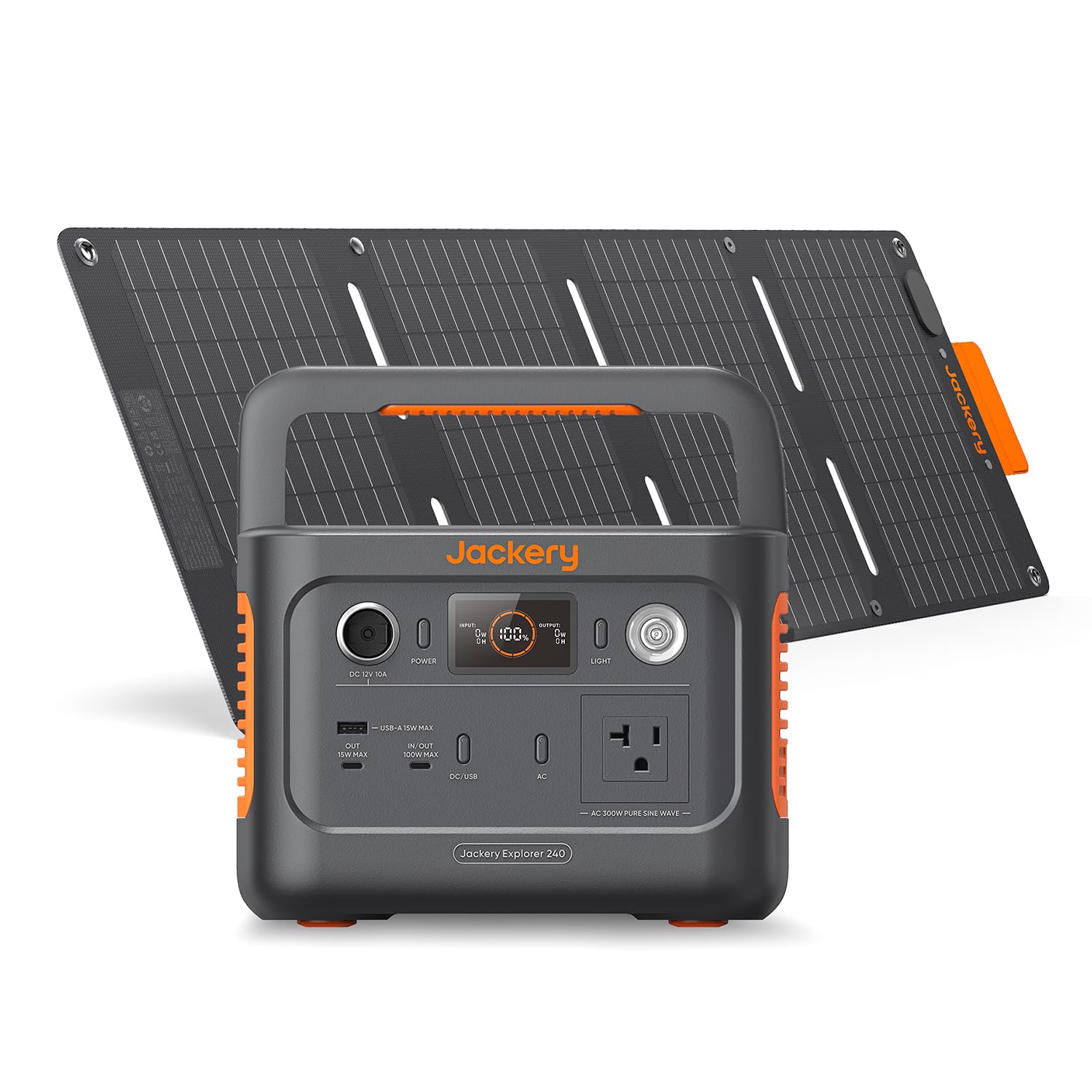 Jackery Solar Generator 240 New 40Mini 256Wh ポータブル電源 40W ソーラーパネル 2点セット リン酸鉄 長寿命 定格出力300W 瞬間最大600W コンパクト 60分急速充電 UPS機能 アプリ遠隔操作 純正弦波 AC100V 50Hz/60Hz対応 スマホ タブレット用 ソーラーチャージャー 太陽光発電 停電 防災 [型番:JE-240A]商品画像