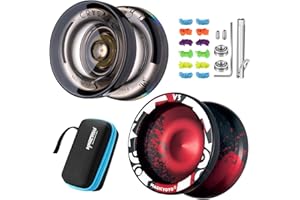 MAGICYOYO V3 Responsive Yoyo for Beginner, Plastic Crystal Yoyo K2, Dual Function Professional Yoyo Pack and Trick Yoyo with 12 Yoyo Strings, Yoyo Case, Yo-Yo Accessory Kit (V3 Black Red + K2 Black)