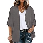 Eytino Women Plus Size Lightweight Cardigan Half Sleeve Ribbed Knit Kimono Cardigans Tops(1X-5X)