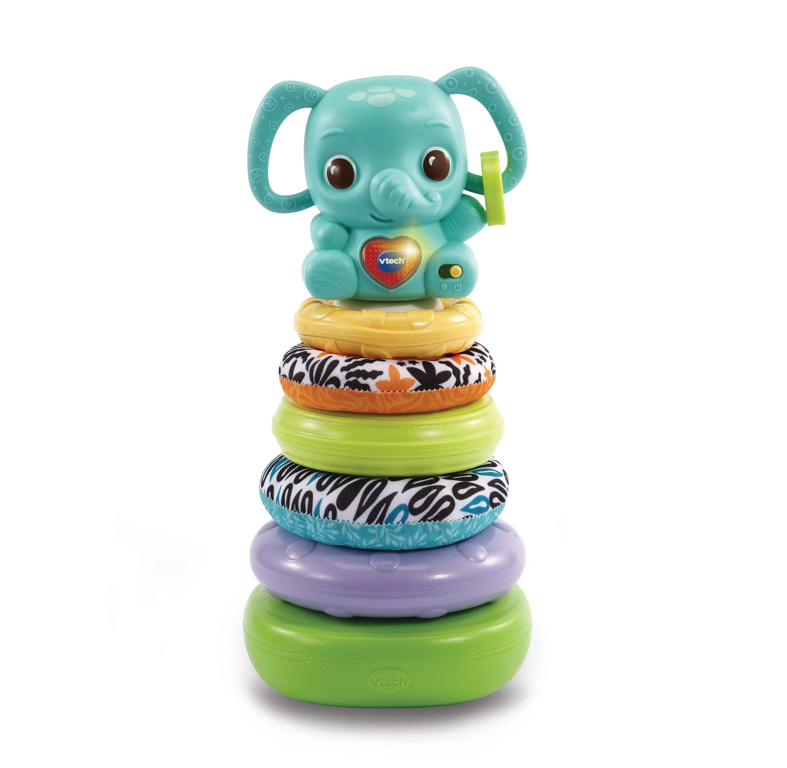 VTech Stack & Link Elephant | Developmental Ring Stacking with Rattle Elephant Baby Toy | Suitable for Ages 6-36 Months, English Version