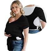 TAB Baby Wrap Ring Sling Carrier, Newborn to Toddler, Adjustable Ergonomic Design for Mom &amp; Dad, Soft Breathable One-Handed Nursing Cover, Baby Shower &amp; Registry Gift, Black &amp; Gold Rings